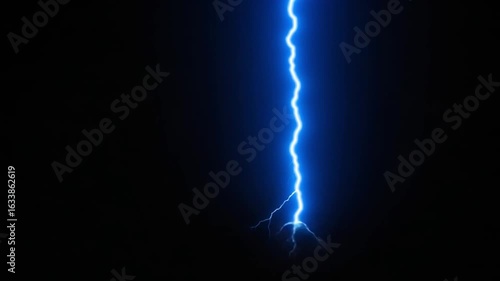 Lightning Epic Electric Strike in Dark Stormy Sky — 4K HD Video Footage Download, Intense Electricity, Dramatic Weather, Powerful Electric Discharge