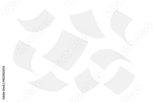 3D Realistic Falling Paper Sheets Vector Illustration Collection. Blank Curved Pages in Motion. Flying A4 Document Set. Office Stationery Template. Isolated Floating White Paper Sheets Design