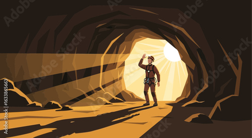 Adventurer Exploring Ancient Cave System Emerges Into The Sunlight Discovery