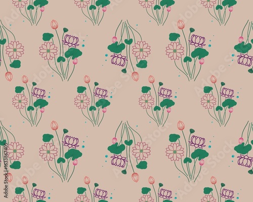 Wallpaper Mural Lotus pattern 05 Torontodigital.ca