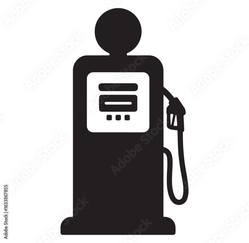 Silhouette of a gas pump dispensing fuel representing energy and automotive services