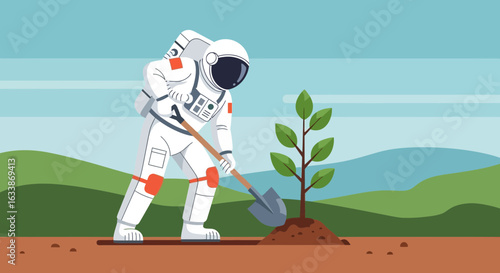 Astronaut Begins New Life By Planting a Tree on a Distant Planet