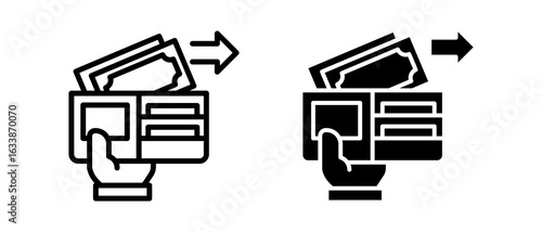 Expense multiple icon set of two.line and glyph vector illustration