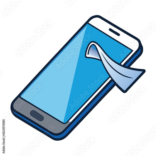A mobile phone being wiped clean with a microfiber cloth, representing device hygiene and care in a modern digital world.