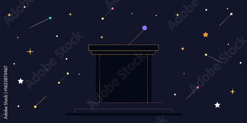 space podium black constellations galaxy stars astronomy