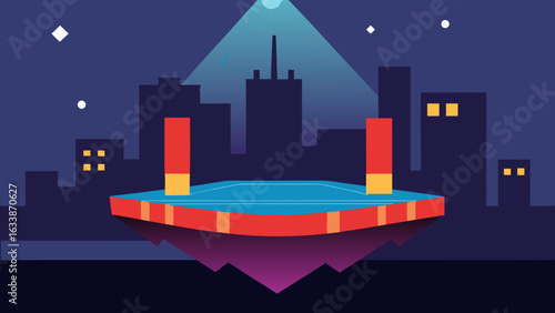 city lights floating stage night urban podium spotlight