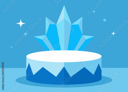 ice themed podium glowing snowflakes frozen design