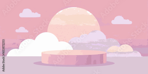 pastel cloud podium dreamy floating design