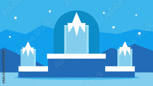 winter wonderland podium twinkling ice sculptures