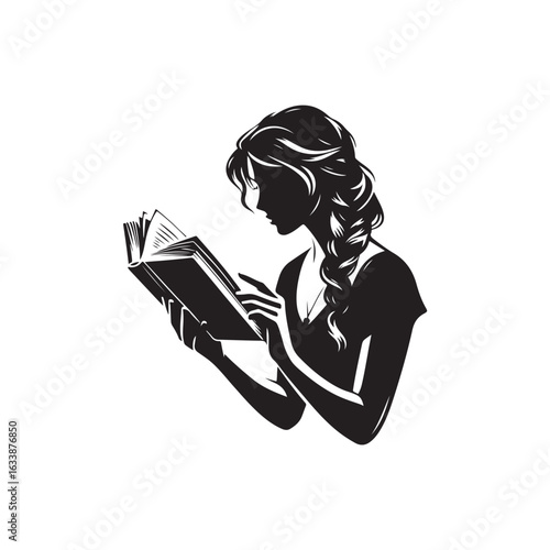 Woman reading book Vector (6).eps