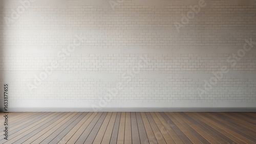 Empty room, light beige wall, wooden floor.
