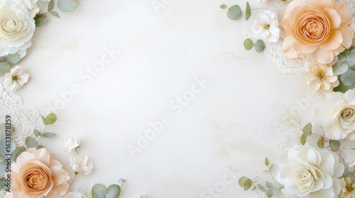 Wallpaper Mural A delicate floral arrangement featuring soft pastel roses and greenery, framed beautifully against a light background. Torontodigital.ca