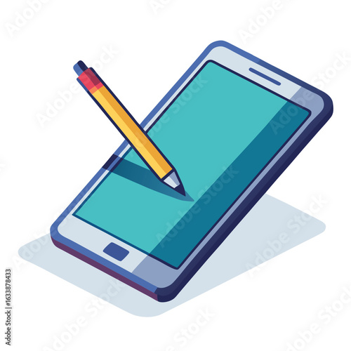 A smartphone with a stylus pen hovering over its screen, representing digital art, note-taking, and creative technology.