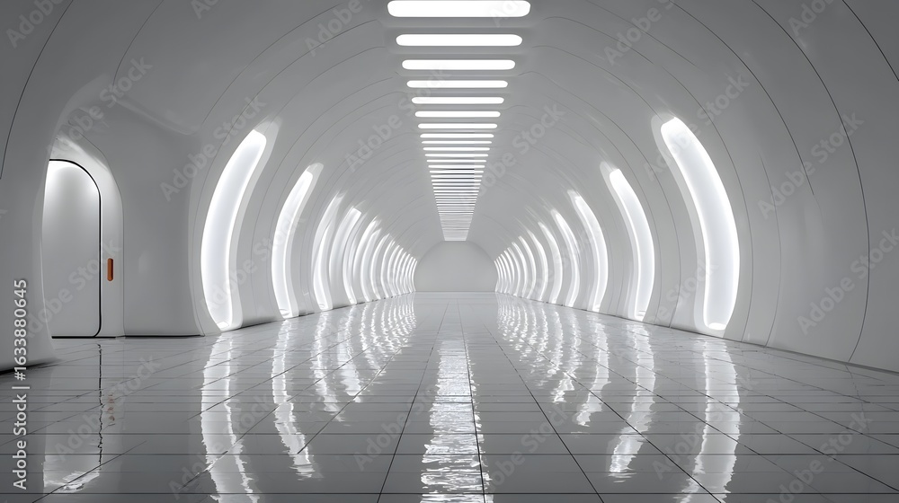 Fototapeta premium Futuristic white tunnel