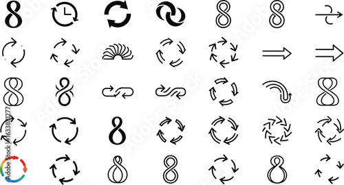 Black arrows and infinity symbols for modern design projects