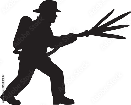 Brave Firefighter Silhouette Battling Flames with Determination and Courage Depicting Emergency Response and Professionalism in Action