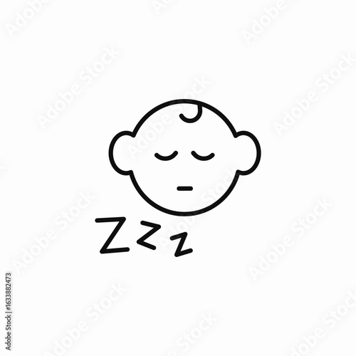  sleeping baby head icon sign vector