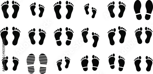 Footprints galore in black, tracking every step of the way