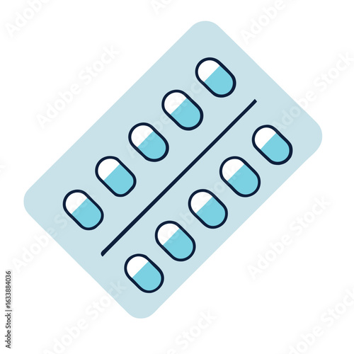 Illustration of a blister pack of pills, representing medication and healthcare products