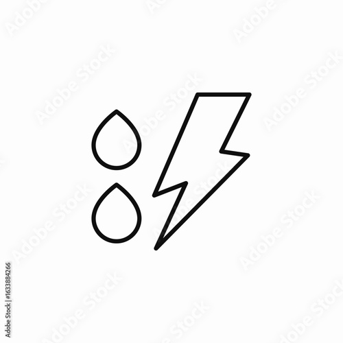 lightning with raindrops icon sign vector