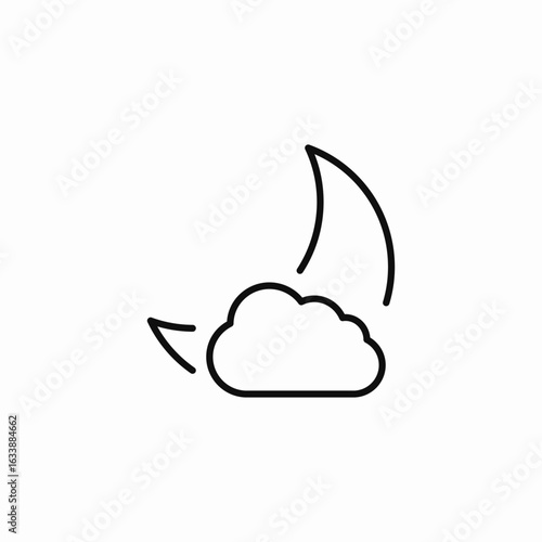 moon cloudy windy icon sign vector