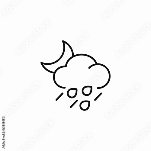 moon rainy clouds icon sign vector