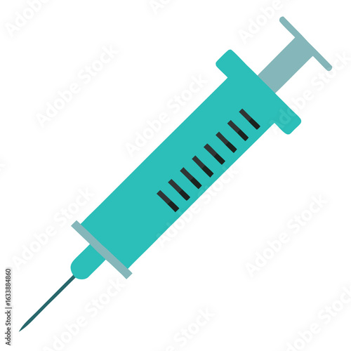 Illustration of a syringe used for vaccination, injection, or medical treatment purposes
