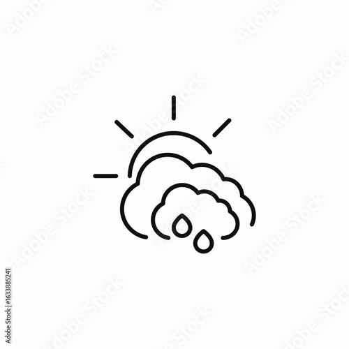 partially cloudy rainy day icon sign vector