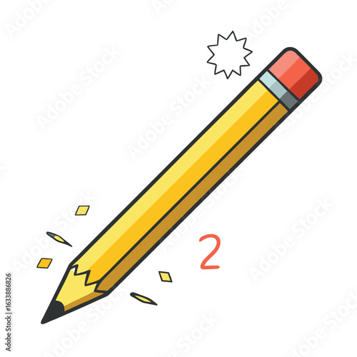 A perfectly sharpened number 2 pencil with a transparent eraser tip, a modern twist on a classic school supply item.