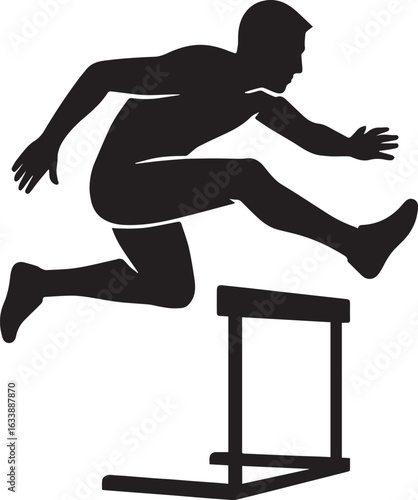 Silhouette of Athlete Jumping Over Hurdle A Dynamic Display of Athleticism Skill and Determination in Track and Field