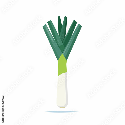  Vertical narrow leek with stylized top leaves, smooth linework
