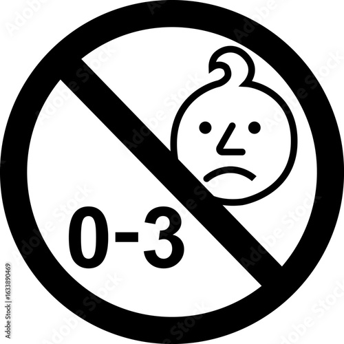 0-3 years marking. For children under three years old. The product meets the age requirements for safety and development of children. Marking on the package. Warning symbol.