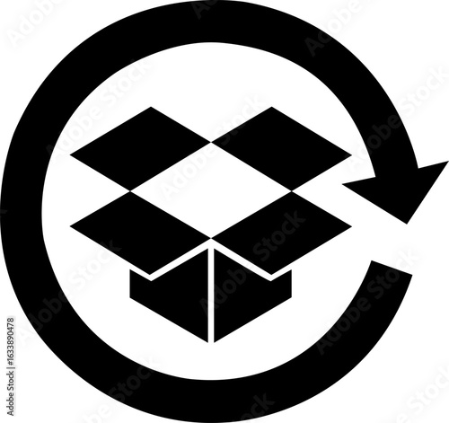 Corrugated Packaging Recycling. Corrugated cardboard packaging is recyclable. Paper recycling. Warning symbol. Labeling on packaging.