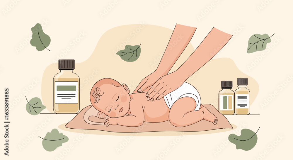 Obraz premium Gentle Touch Of Mother's Massage Oil For Baby Relaxation And Wellness