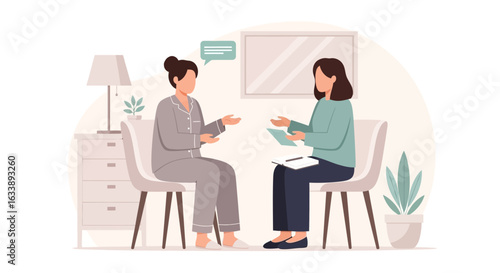 Illustration Of Woman In Therapy Session For Mental Wellbeing Support