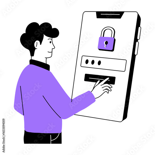 Wallpaper Mural A drawing style illustration showing a person changing password 
 Torontodigital.ca