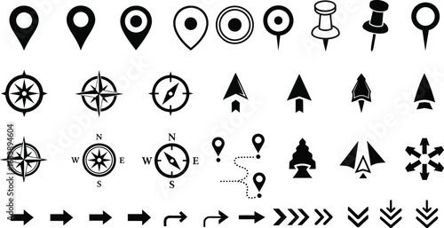 Versatile navigation icon set for map design and wayfinding