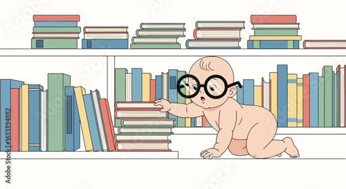 Infant Inquisitiveness A Child Discovering Knowledge In The Library