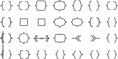 Elegant bracket frame design elements for graphic applications