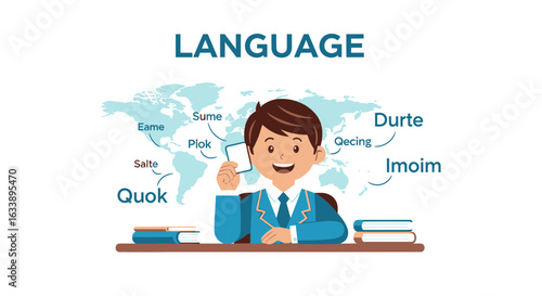 Global Communication With Student And Books Concept About Education