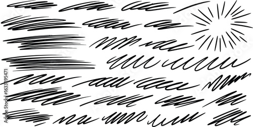 Sketchy hand drawn lines for emphasis and creative design