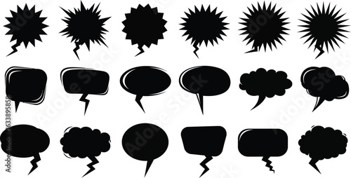 Dynamic black speech bubbles for graphic design projects