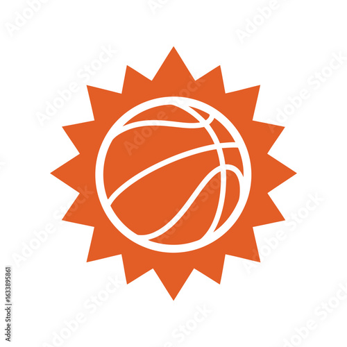 Basketball sun burst emblem vector graphic sports icon athletic design element