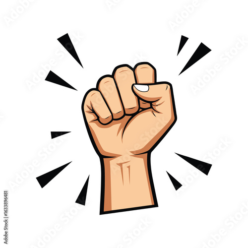 Raised fist vector illustration protest symbol power gesture solidarity icon activism graphic