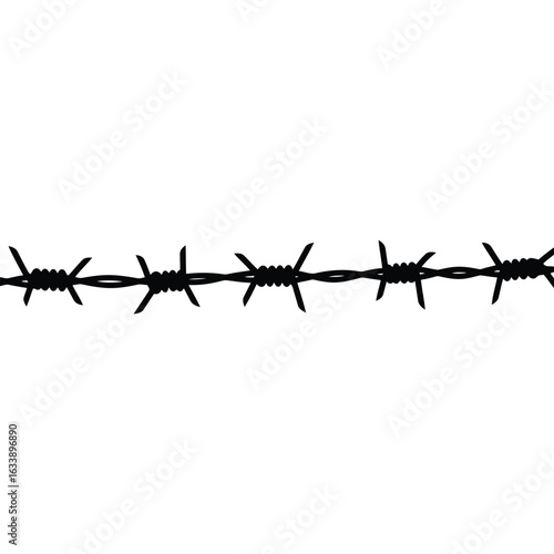 Barbed wire vector illustration rustic fence material security barrier element rural boundary line