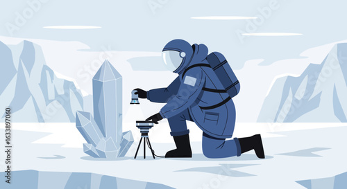 Investigating Extraterrestrial Crystal Formations On A Frozen Exoplanet Landscape