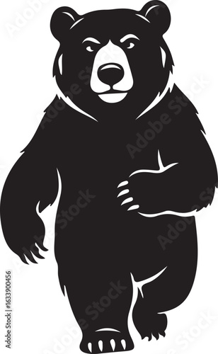 A black bear walking forward in a graphic illustration