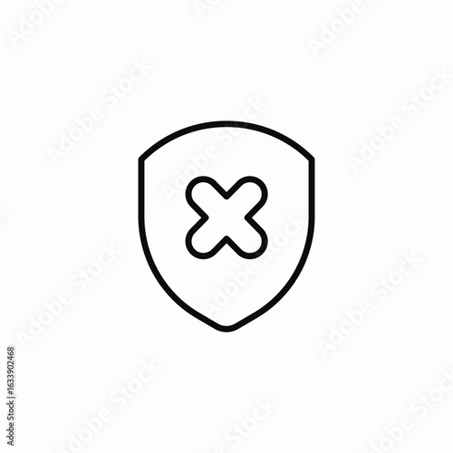 blocked shield cross icon sign vector