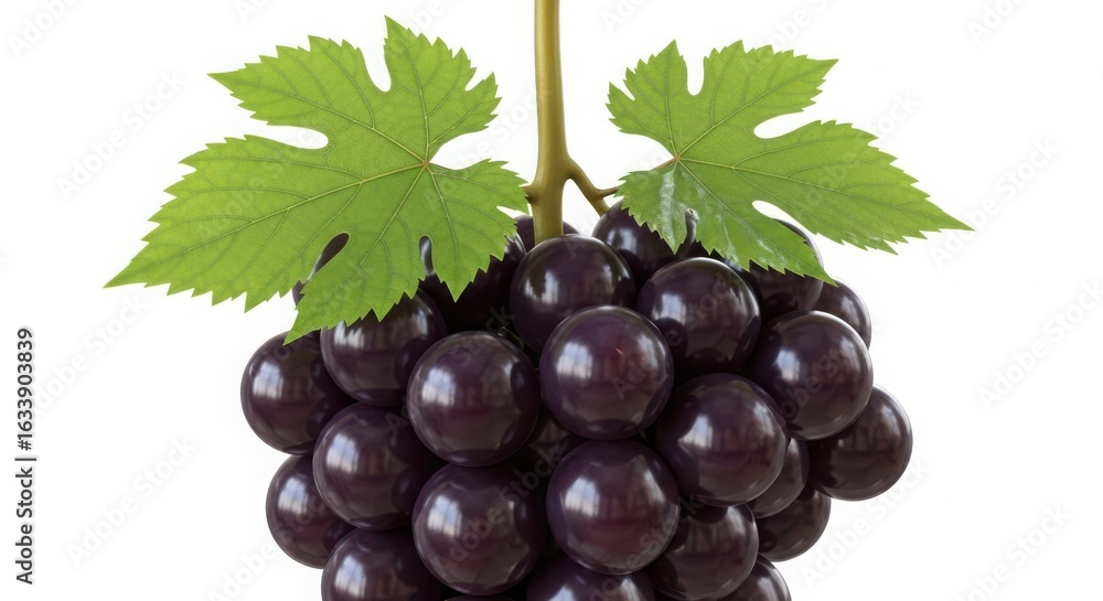 Fototapeta premium Ai generated image of purple grapes isolated on white background