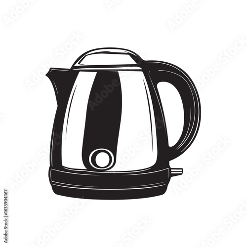 electric kettle silhouette, electric kettle vector silhouette icon, electric kettle silhouette vector art illustration, electric kettle silhouette minimalist design